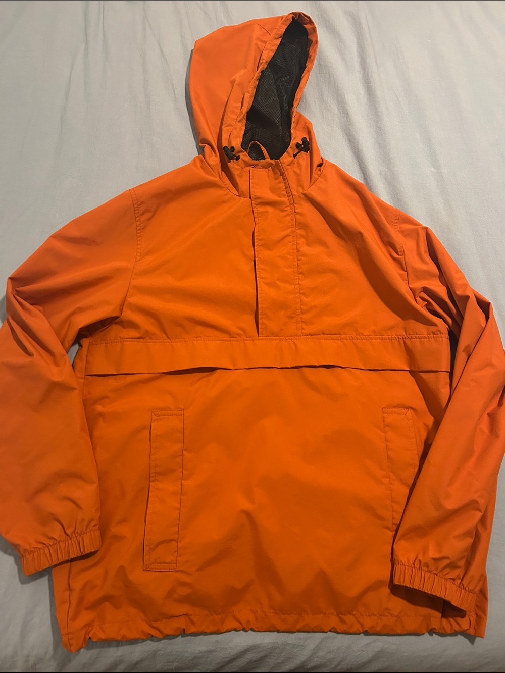 Men's H&M Orange Quarter-Zip Hooded Pullover Jacket